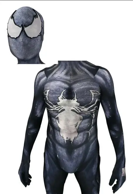 removable mask1 Яд Человек-паук косплей костюм супергероя 3D принт Человек-паук спандекс зентай боди комбинезон для Хэллоуина - Цвет: removable mask1