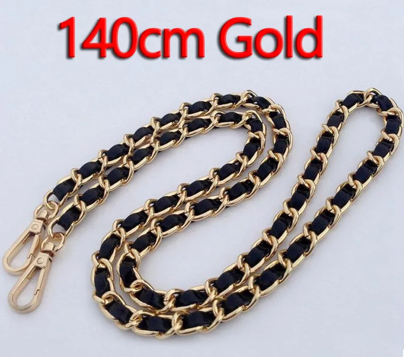 140cm Gold DIY 40 см-140 см черный кожаный кошелек ручки 11 мм Замена Металл золото, серебро, бронза, пистолет черный цепи сумка ремни - Цвет: 140cm Gold