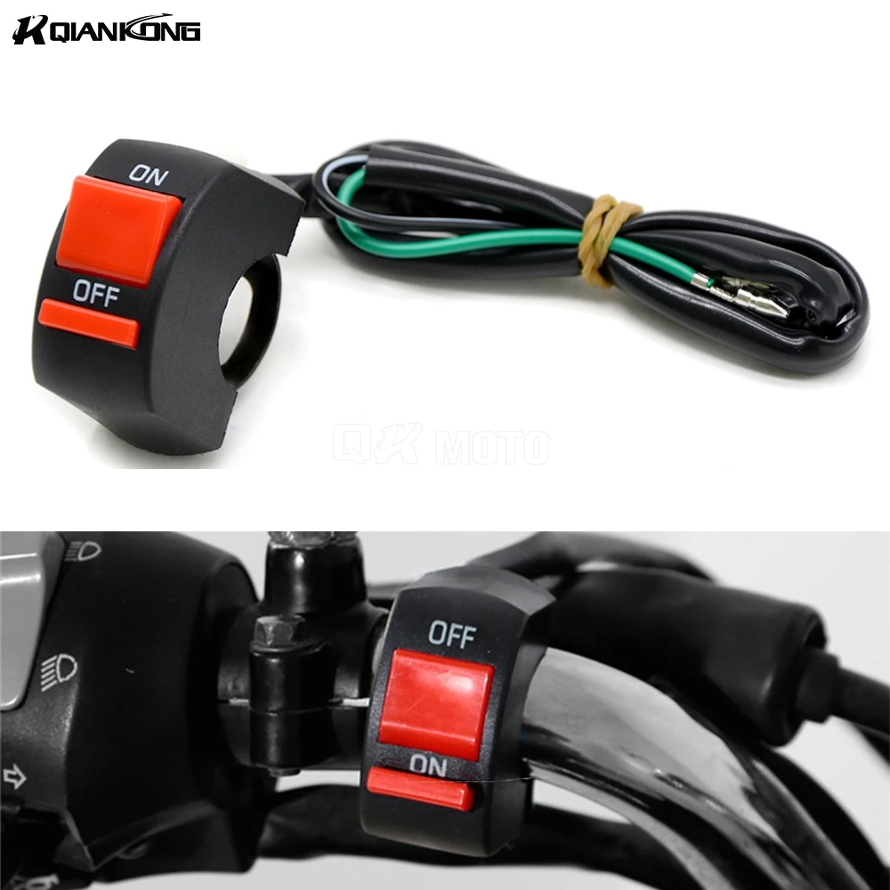

Black Universal Motorcycle Switch 12V-48V Headlights OFF/ON Button Switch Copper Wire Motobike Handlebar Light Waterproof Switch