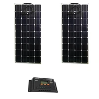 waterproof kit solar panel 200w panneau solaire flexible 12v 100w 2 pcs solar battery charger lcd controller 12v24v 20a car cam