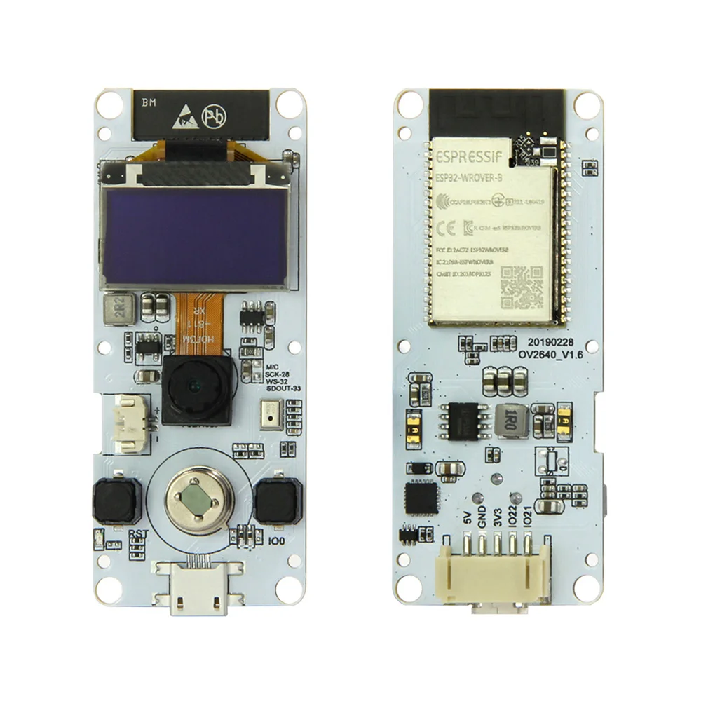 LILYGO®TTGO t-камера ESP32 WROVER& PSRAM модуль камеры ESP32-WROVER-B OV2640 модуль камеры 0,96 OLED - Цвет: Normal with Mic