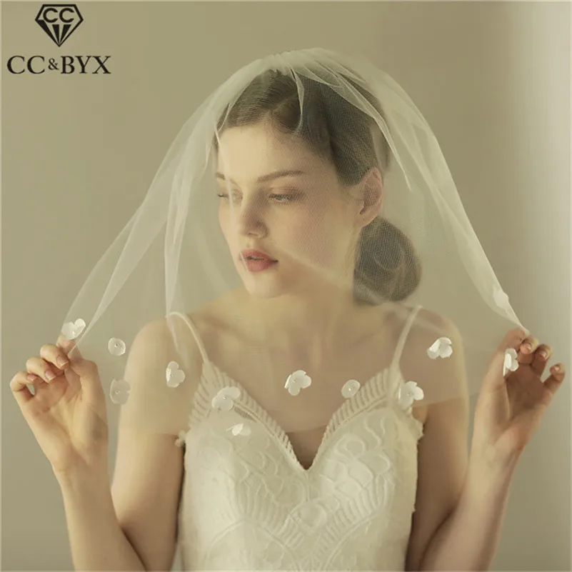 CC свадебная фата короткие мягкие аксессуары для волос невесты романтический