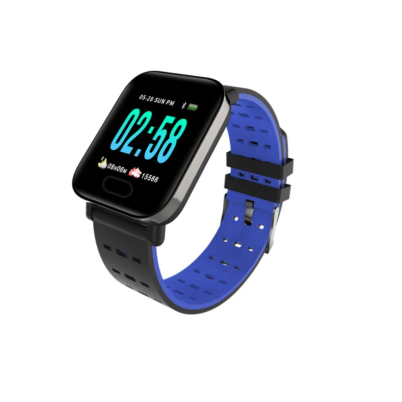 blue Умный Браслет A6 с поддержкой пульсометра, кровяное давление, Bluetooth, умный фитнес-трекер для xiaomi band 4, huawei, android, iOS - Цвет: blue