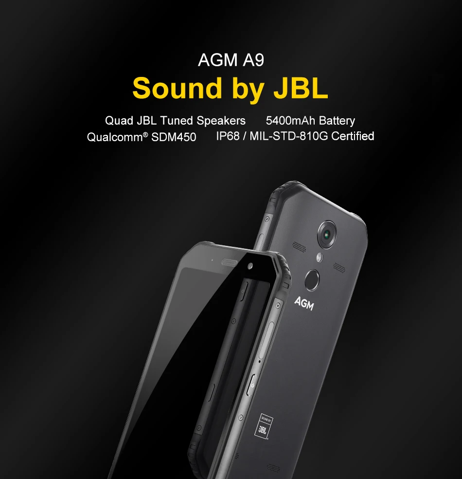 AGM A9 IP68 мобильный телефон Android 8,1 4 Гб 64 Гб 5,9" 18:9 FHD+ 5400 мАч Snapdragon 450 передний 16 МП задний 12 МП отпечаток пальца NFC телефон