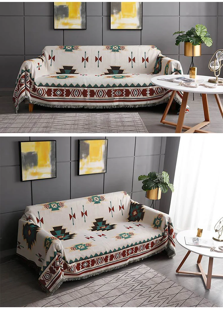 Boho Geometric Knitted Blankets Ethnic Blanket Anti-Mite Throw Towel Sofa Decorative Bed Decor Tassel Wall Tapestry Covers