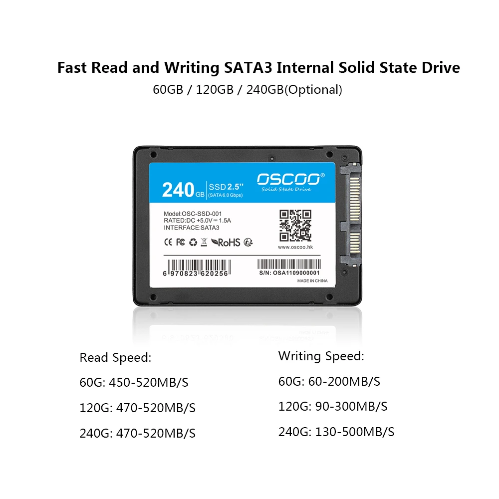 OSCOO SATA III 6 ГБ/сек. 2," /7 мм 240 ГБ 120 ГБ 60 Гб SSD жесткий диск Внутренний твердотельный накопитель SATA3 SSD 240 ГБ для ПК ноутбука настольный компьютер