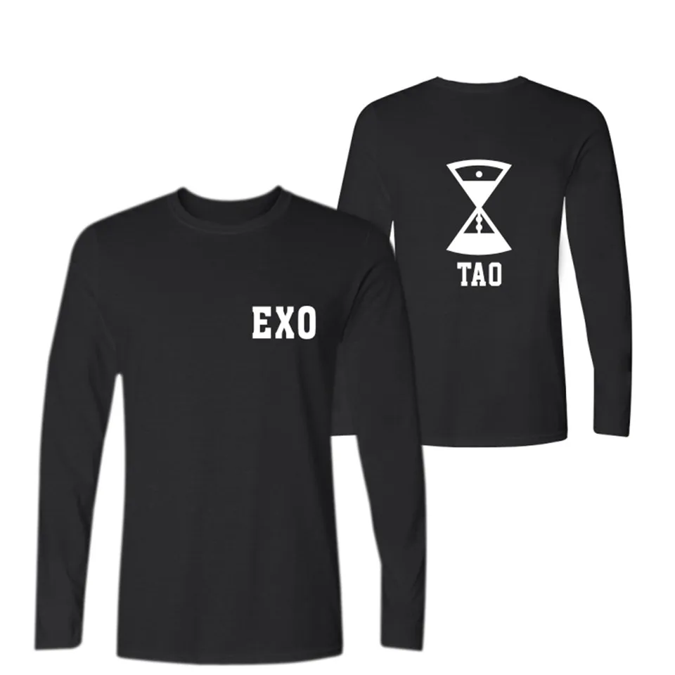 Женская футболка с длинным рукавом EXO Kpop осенняя в Корейском стиле принтом |