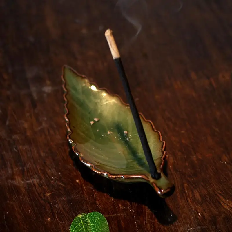 Longquan Творческий листья керамическая курильница для благовоний вставляется joss