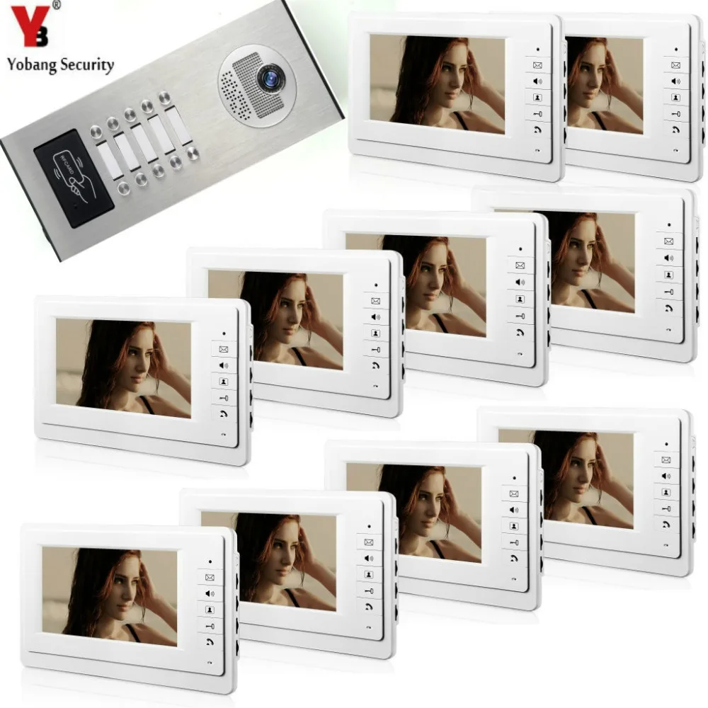 Yobang безопасность 7 &quotдюймовый проводной видео телефон двери дверной звонок