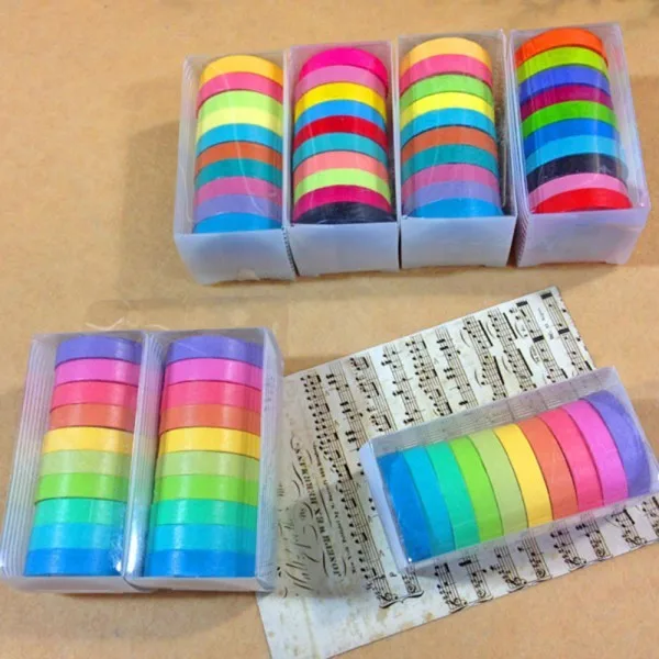 

New 2018 Newest 10x Colorful Sticky Tape Masking Adhesive Decorative Tape Scrapbooking New Tape