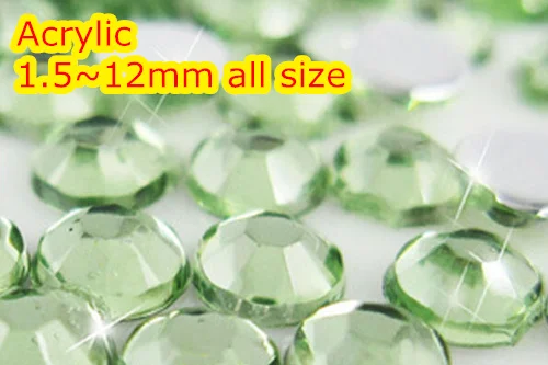 

Peridot Color 1.5~12mm All size Choice Flat Back Round Acrylic rhinestone,Acrylic Resin 3D Nail Art / Garment Rhinestone