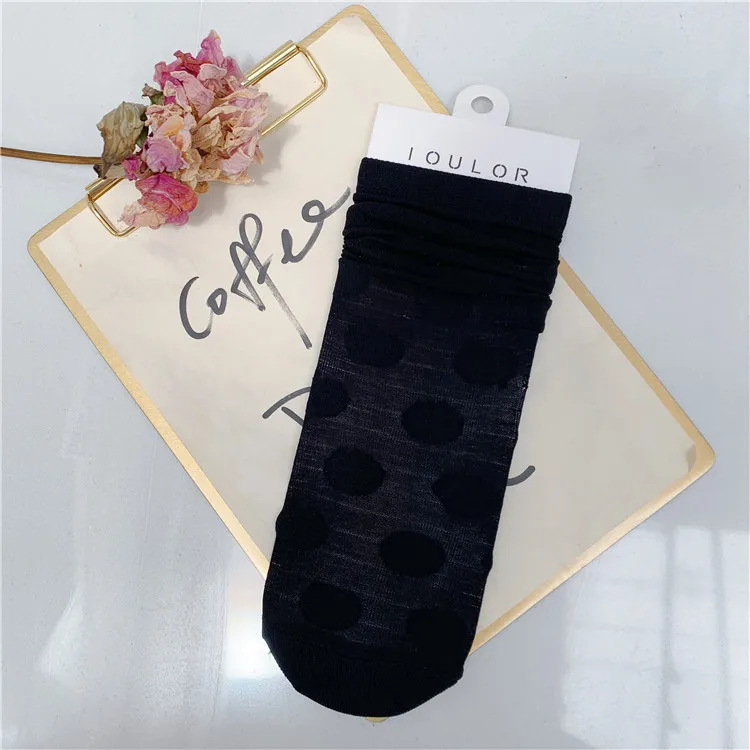 black SP& CITY, корейские цветные женские носки с узором в горошек, мягкие женские прозрачные носки в сеточку, летние хипстерские уличные носки в стиле хип-хоп - Цвет: black