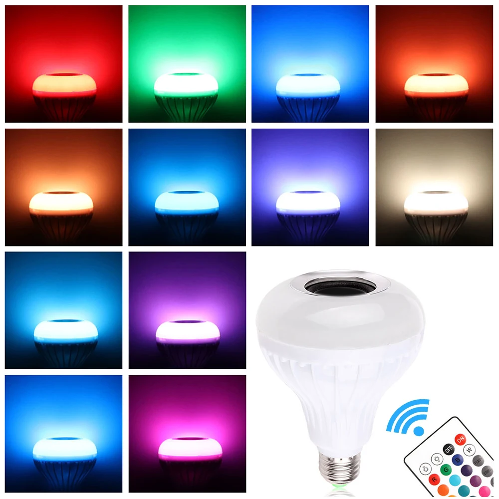 Умная E27 RGB Bluetooth Колонка Светодиодная лампа 12 Вт музыка игра диммируемая