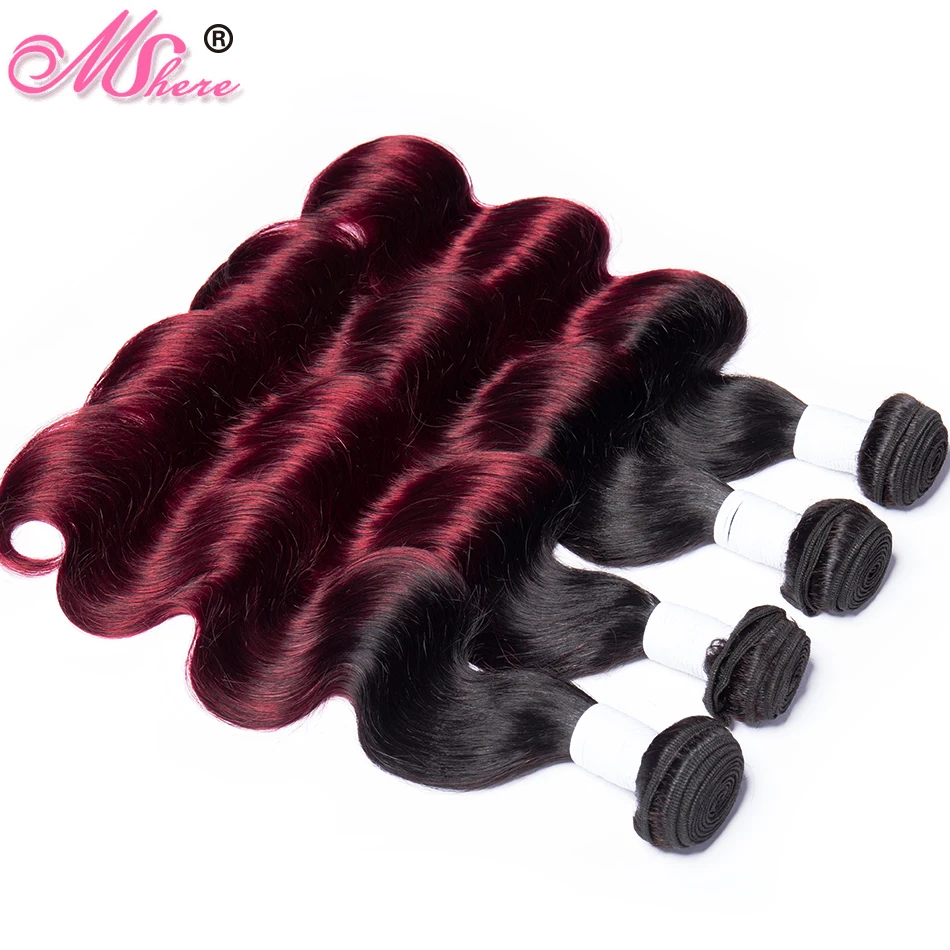 Бразильские пучки волос объемная волна 100% человеческие волосы Омбре 1B/99J для