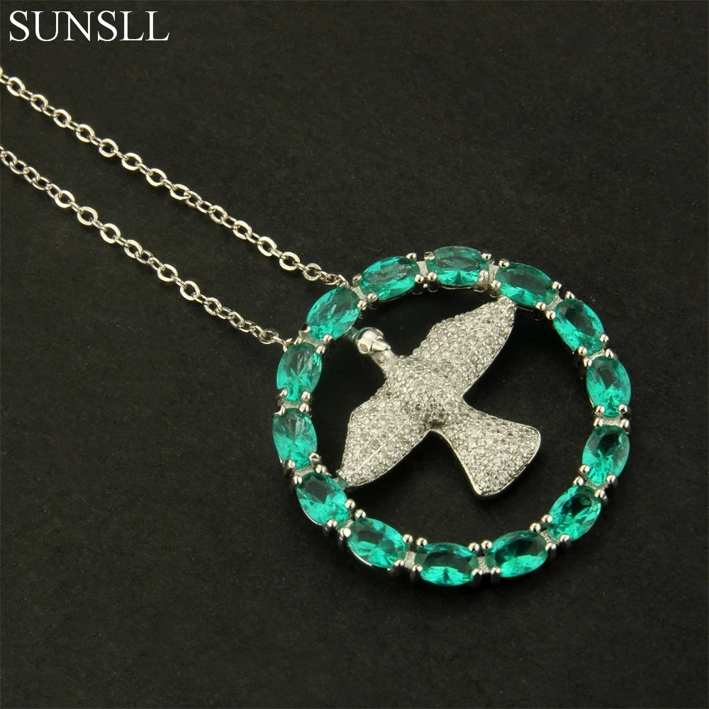 Ожерелье с подвеской SUNSLL серебряное медное белое фианитом|colar feminina|glass pendant