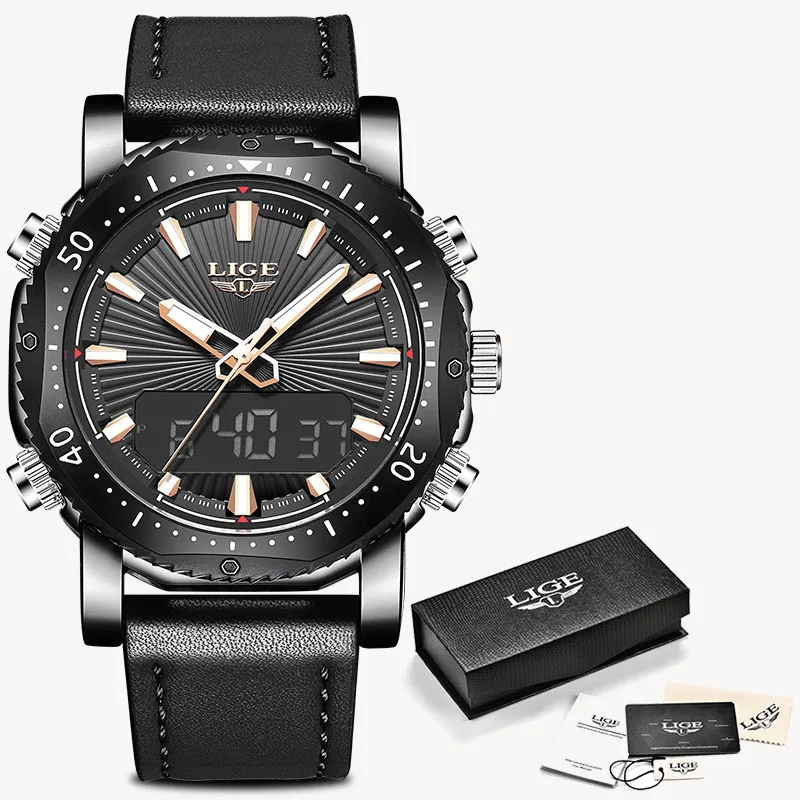 LIGE для мужчин s часы Лидирующий бренд цифровые Военная Униформа Спорт
