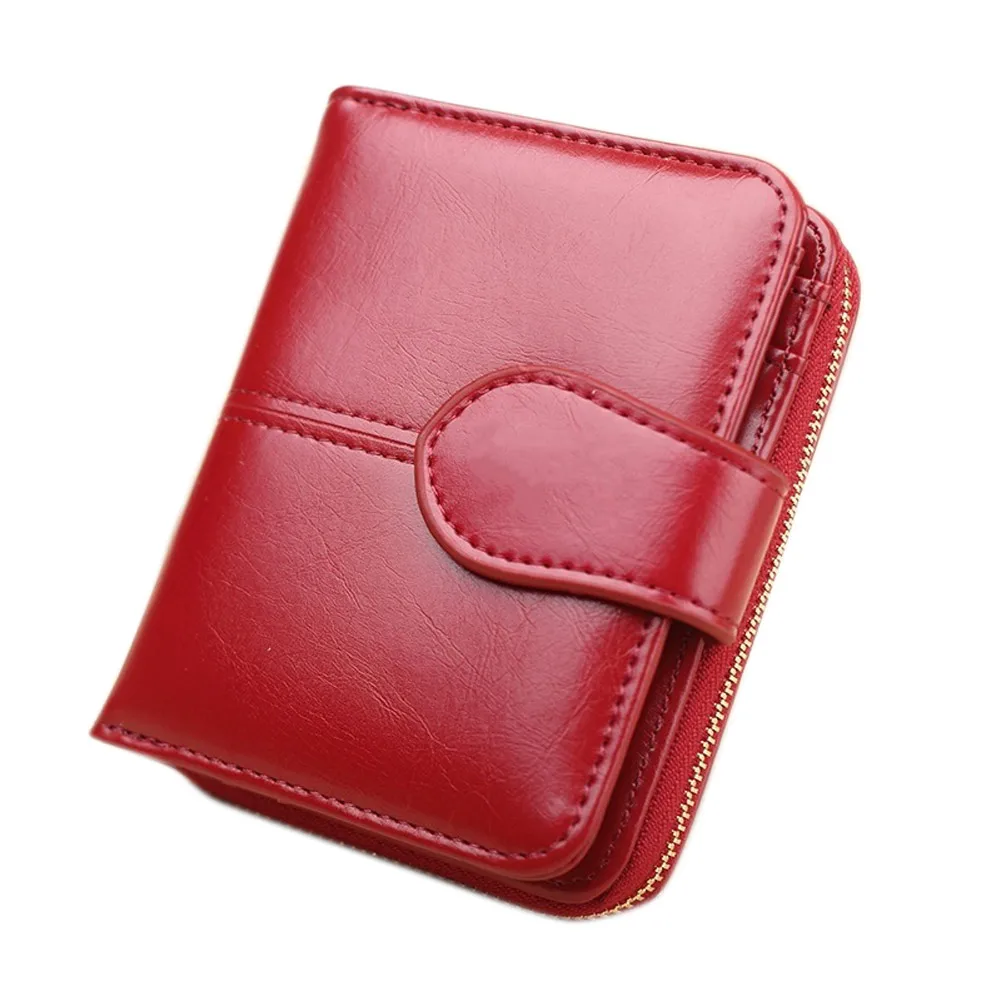 Модный женский мини-кошелек из искусственной кожи однотонный клатч на молнии