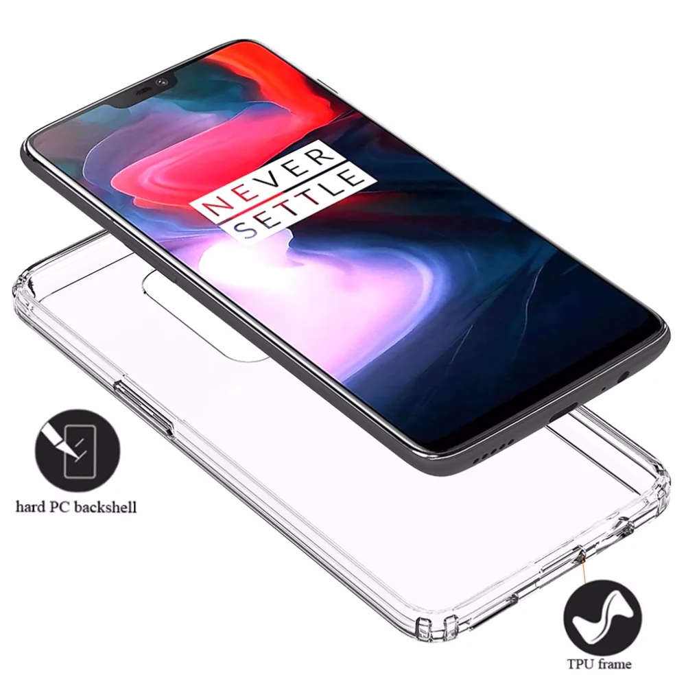 Ударопрочный чехол для OnePlus 6 7 Pro 7T 6t 5T Кристально Прозрачная Жесткая задняя