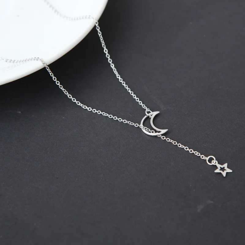 QHQ ожерелья и кулоны moon accessoire femme boho bijou jewels estrellay luna чокер Золотая длинная модная серебряная бижутерия для женщин
