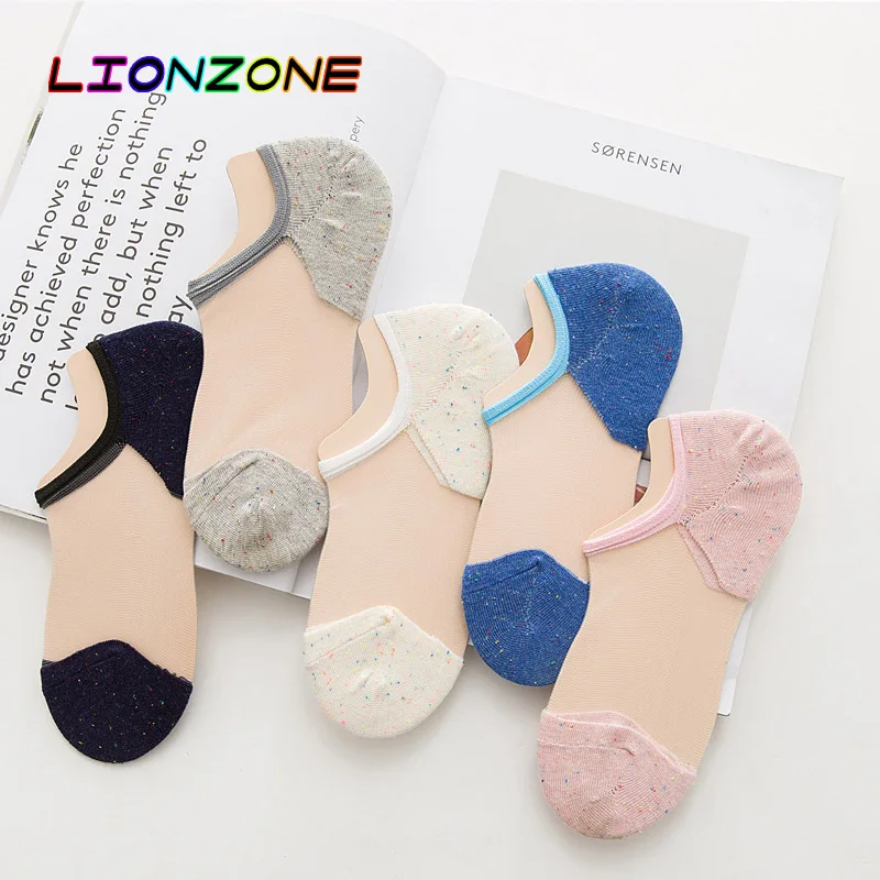 LIONZONE короткие кружевные женские носки милые тапочки низкие прозрачные носки|lace