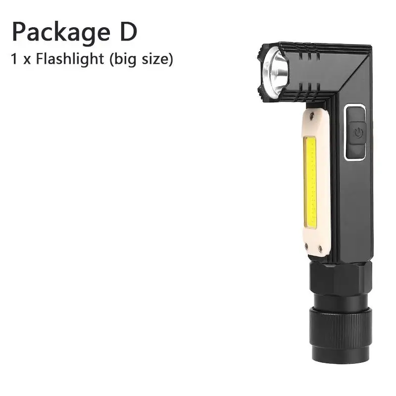 Big Flashlight D Многофункциональный светодиодный налобный фонарь XP-G3 COB Встроенный аккумулятор USB Перезаряжаемый Головной фонарь фонарик с магнитом для кемпинга гаражный инструмент - Испускаемый цвет: Big Flashlight D