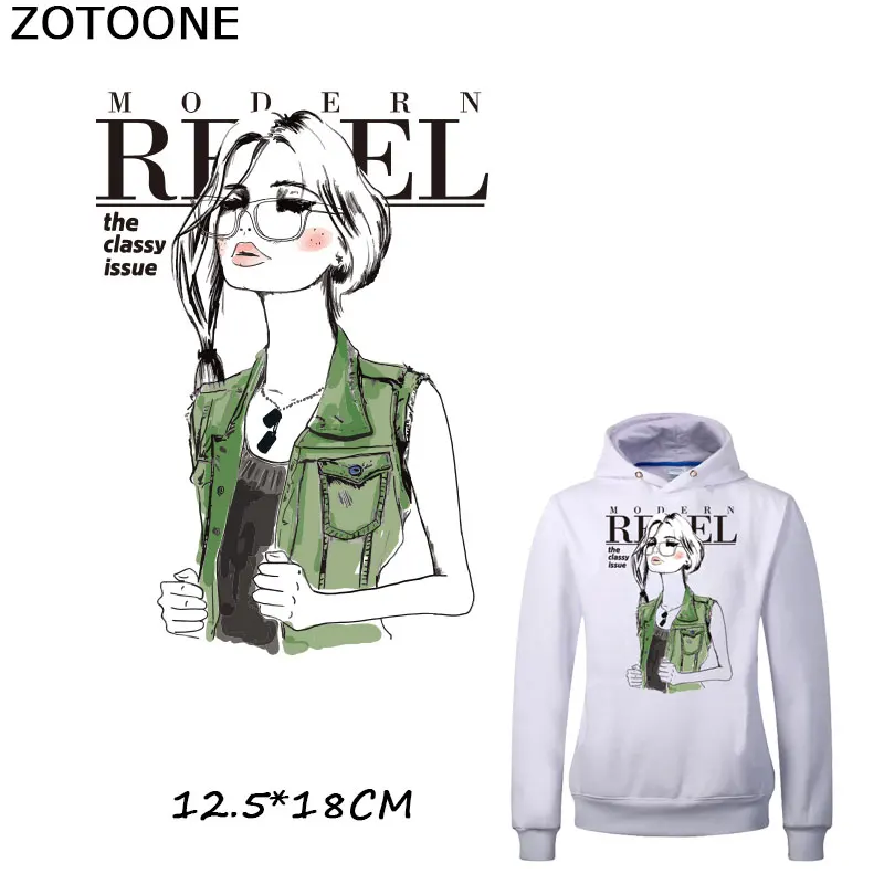 

ZOTOONE Classy Lady Iron on Transfer Patches A-level Washable Clothes Stickers Decoration T-shirt Dresses Sweater for Girls C