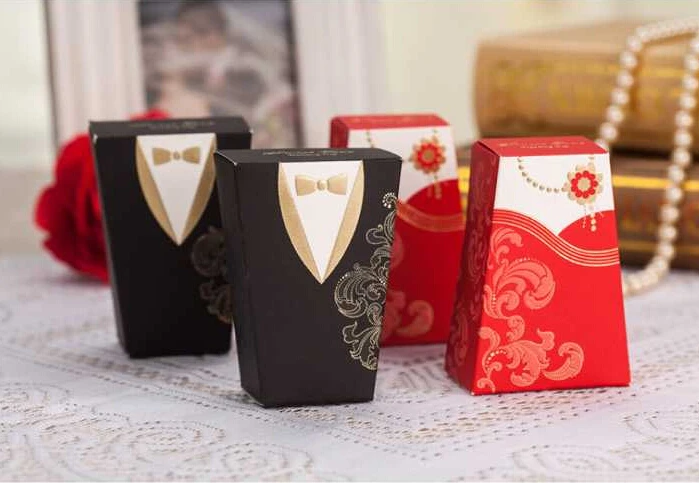 Свадебная коробка для невесты и жениха сумочка лота смокинг платье