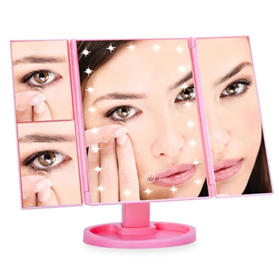 22 Led Fold Pink 22 Светодиодный зеркало для макияжа зеркало с подсветкой зеркало для макияжа с подсве ткой Фонари сенсорный экран маки - Цвет: 22 Led Fold Pink