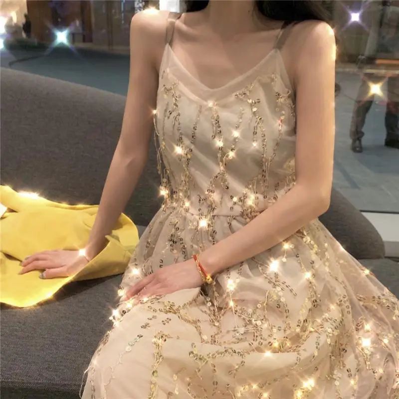 

Fashion bling dresses women dresses party dresses backless dinner clothing dignity and elegant suspenders Presenter dresses