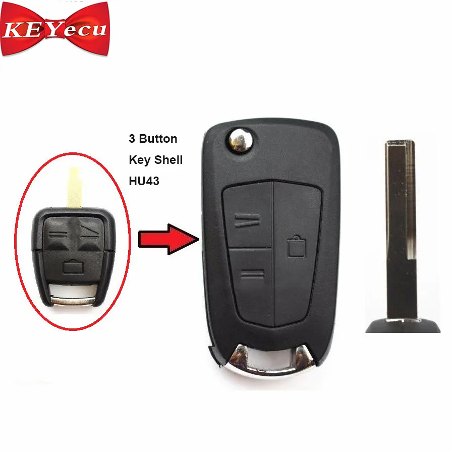 KEYECU складной чехол для ключей с дистанционным управлением Fob 3B Vauxhall Opel Vectra Signum