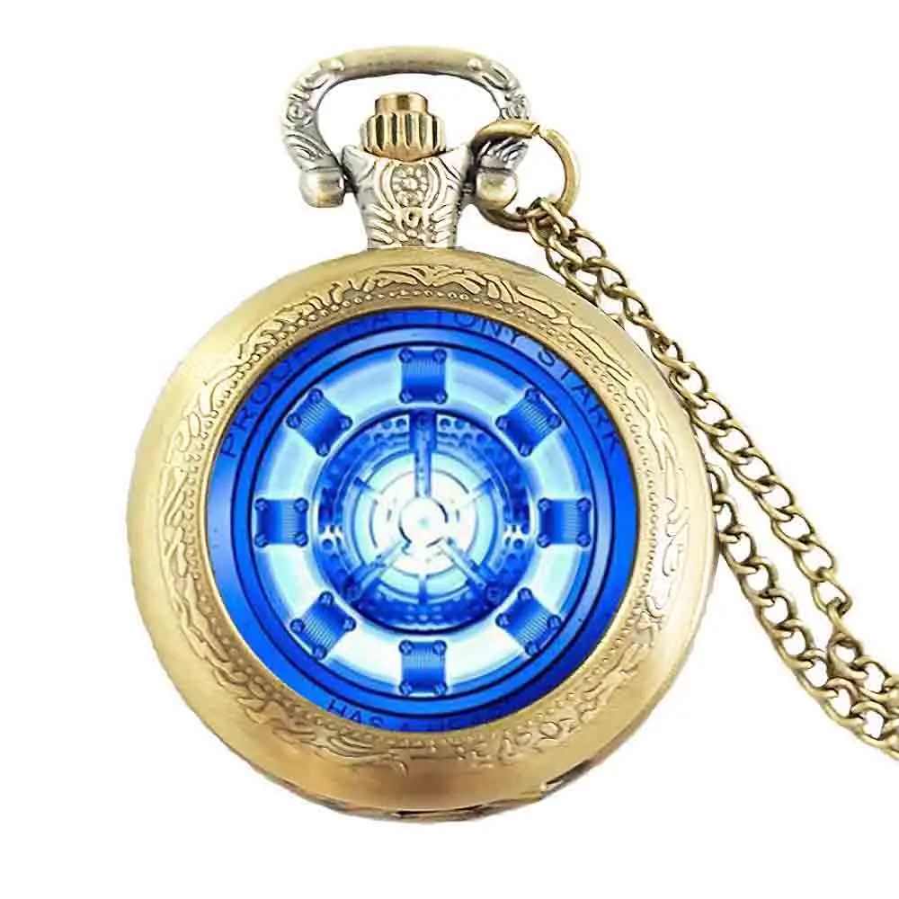 2017 модное железо мужское ожерелье в виде реактора Тони Старк карманные часы