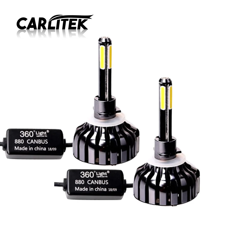 CARLitek 360 градусов H27 Led 880 881 Автомобильная Лампа фара 12000LM 6000K 90W COB чип Canbus передняя