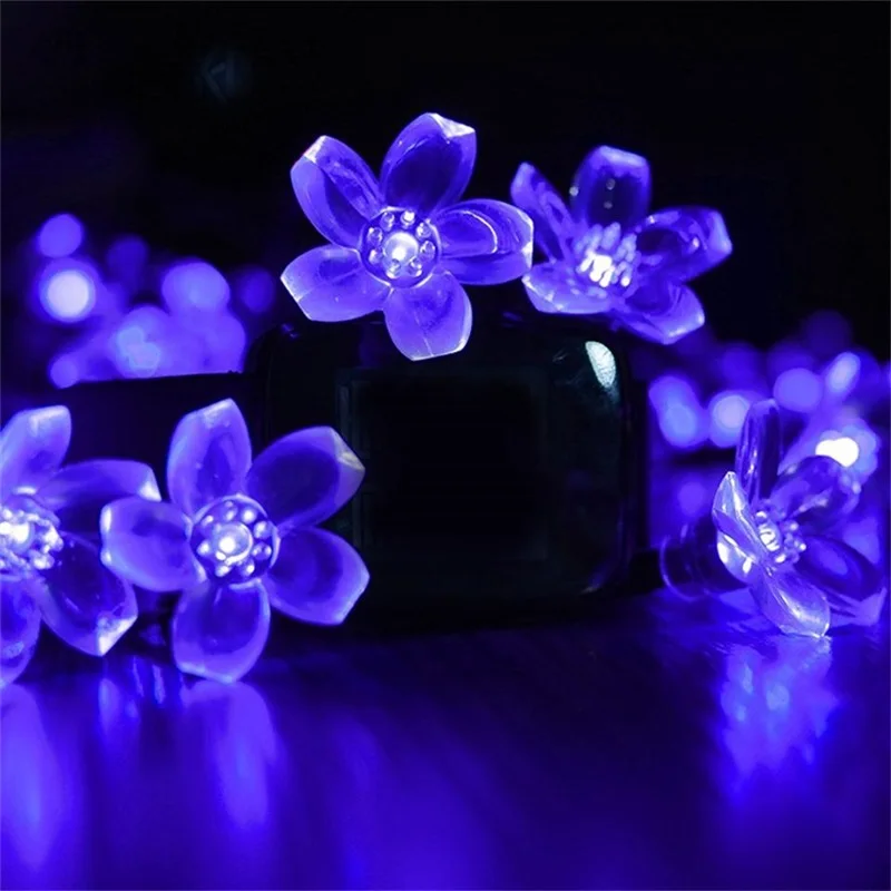 Солнечная светодиодная гирлянда 7 м 50Led Персиковый Цветок Солнечная лампа водонепроницаемый Наружное украшение для феи рождественские гирлянды садовый свет