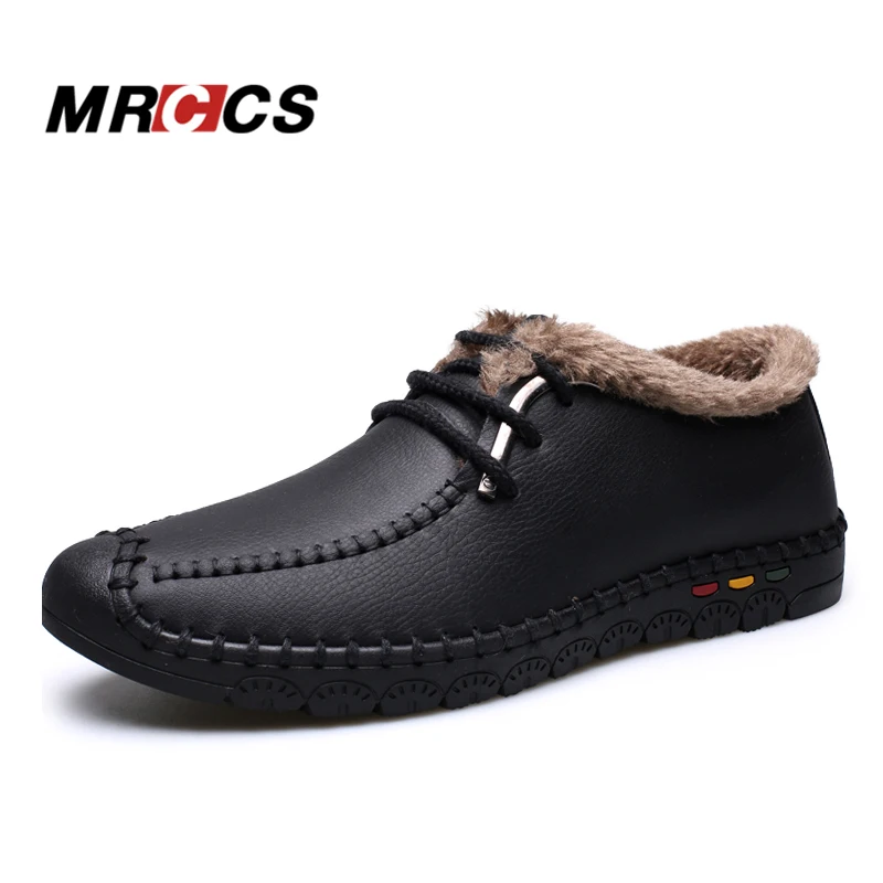 MRCCS зима теплый мех/осень тонкие ультра мягкие мужские лоферы кожа Повседневное