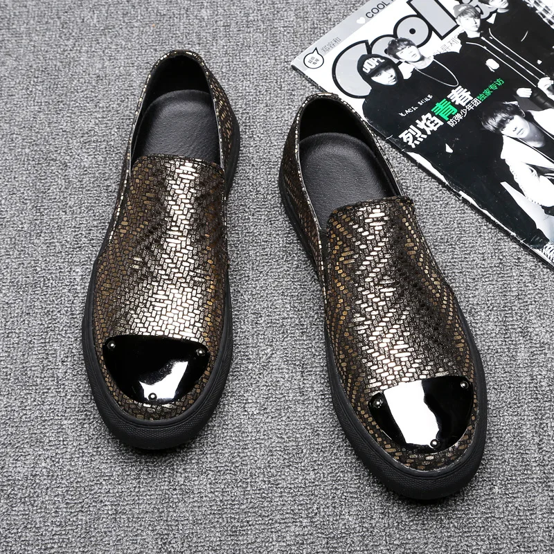 Sequined Silver Gold Crocodile Shoes Men Luxury Real Pattern Leather Casual Flats Fashion Single Low Cut Sapato Masculino | Обувь