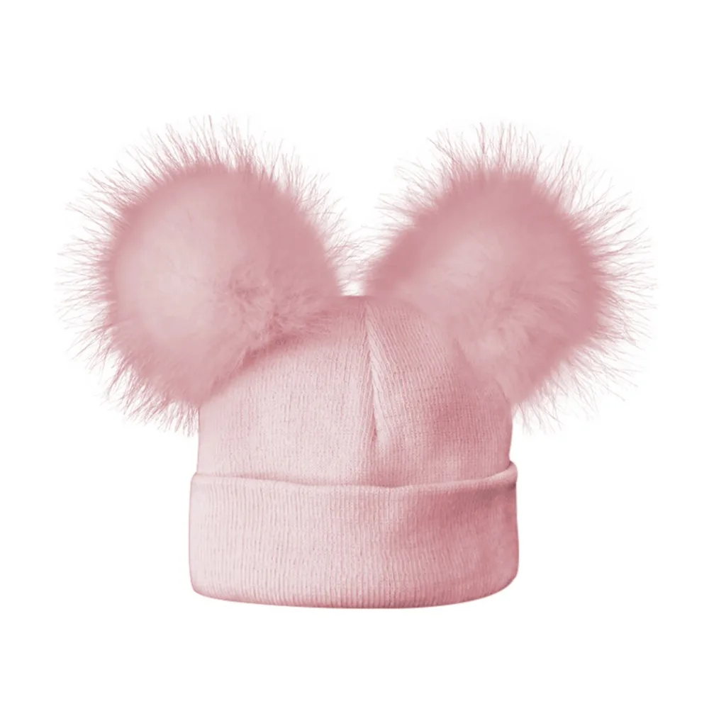 2017 зимняя вязаная шапка из искусственного меха енота для маленьких девочек и