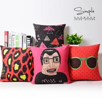 hot pop art cushion cover linen leopard glasses triangles throw pillow case red black decorative cushions covers sofa car 18