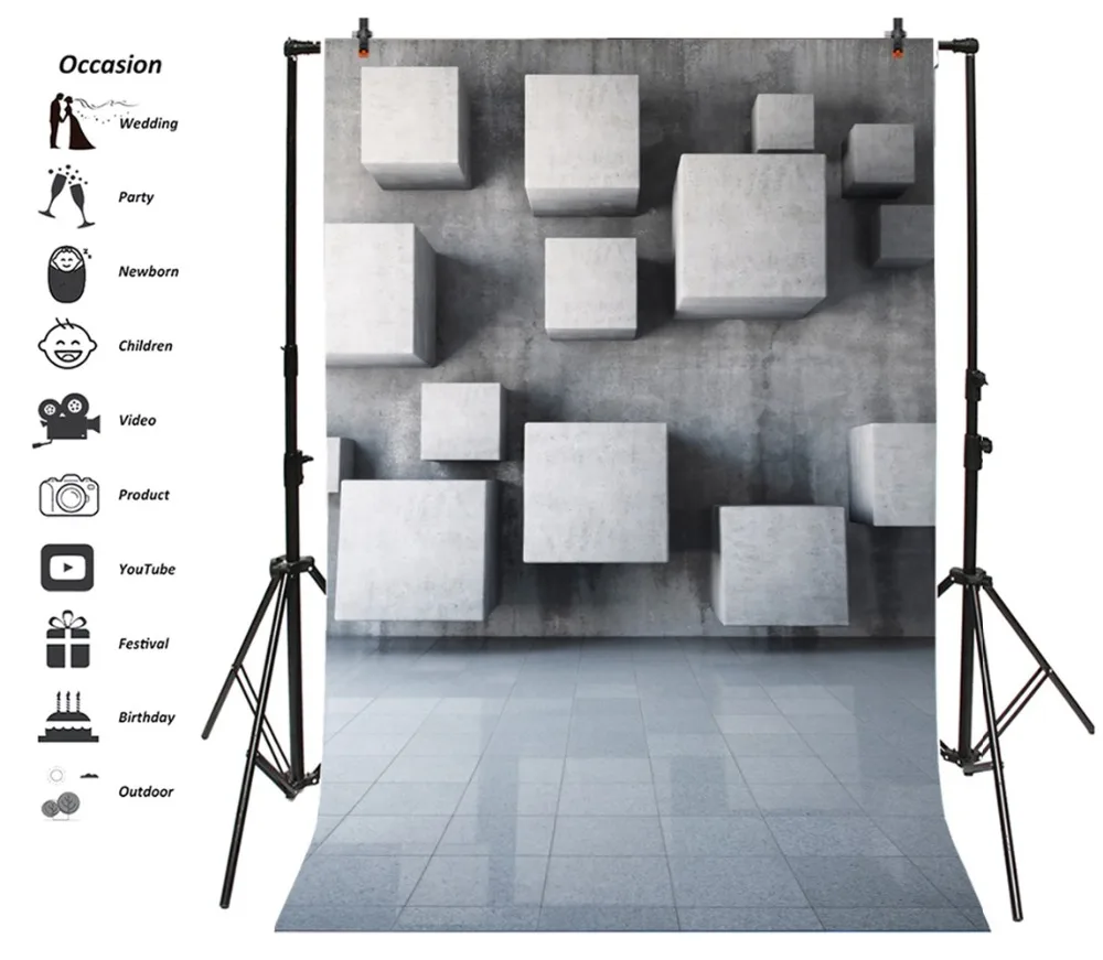 Laeacco 3D Space Marble Stone Brick Wall Blocks Portrait Baby Photography Backgrounds Photographic Backdrops For Photo Studio |