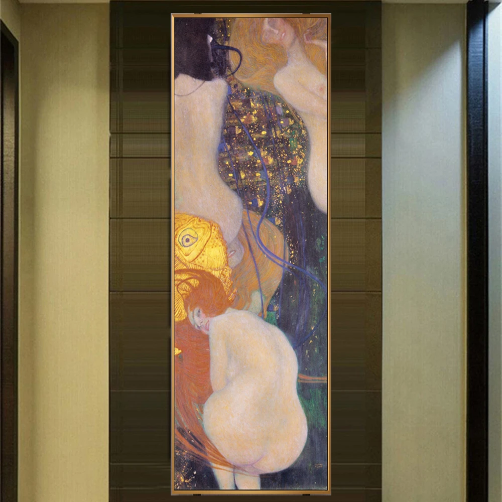 

Gustav Klimt Goldfish Paintings On The Wall Reproduction Gustav Klimt Wall Art Canvas Cuadros Picture For Living Room Wall Decor