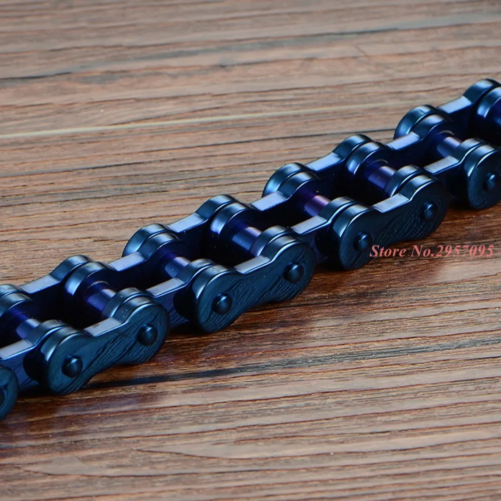 

Supernova Sale 19mm Width Mens Cool Blue Motorcycle Chain Bracelet Biker Jewelry 316L Stainless Steel Free Shipping