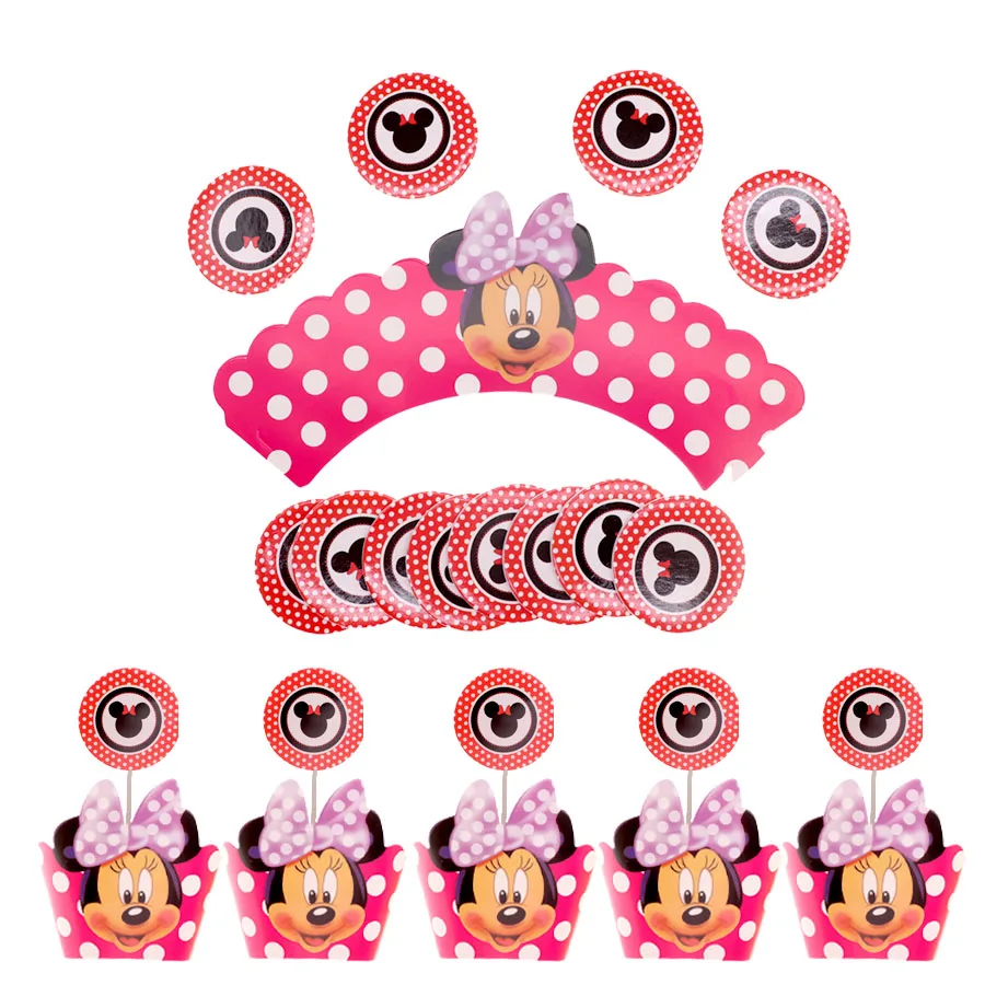 Minnie dots Белоснежка тема кекс топперы Декор десерт торт Топпер выбор детский душ дети подарки на день рождения свадьбы поставщик - Цвет: Minnie dots