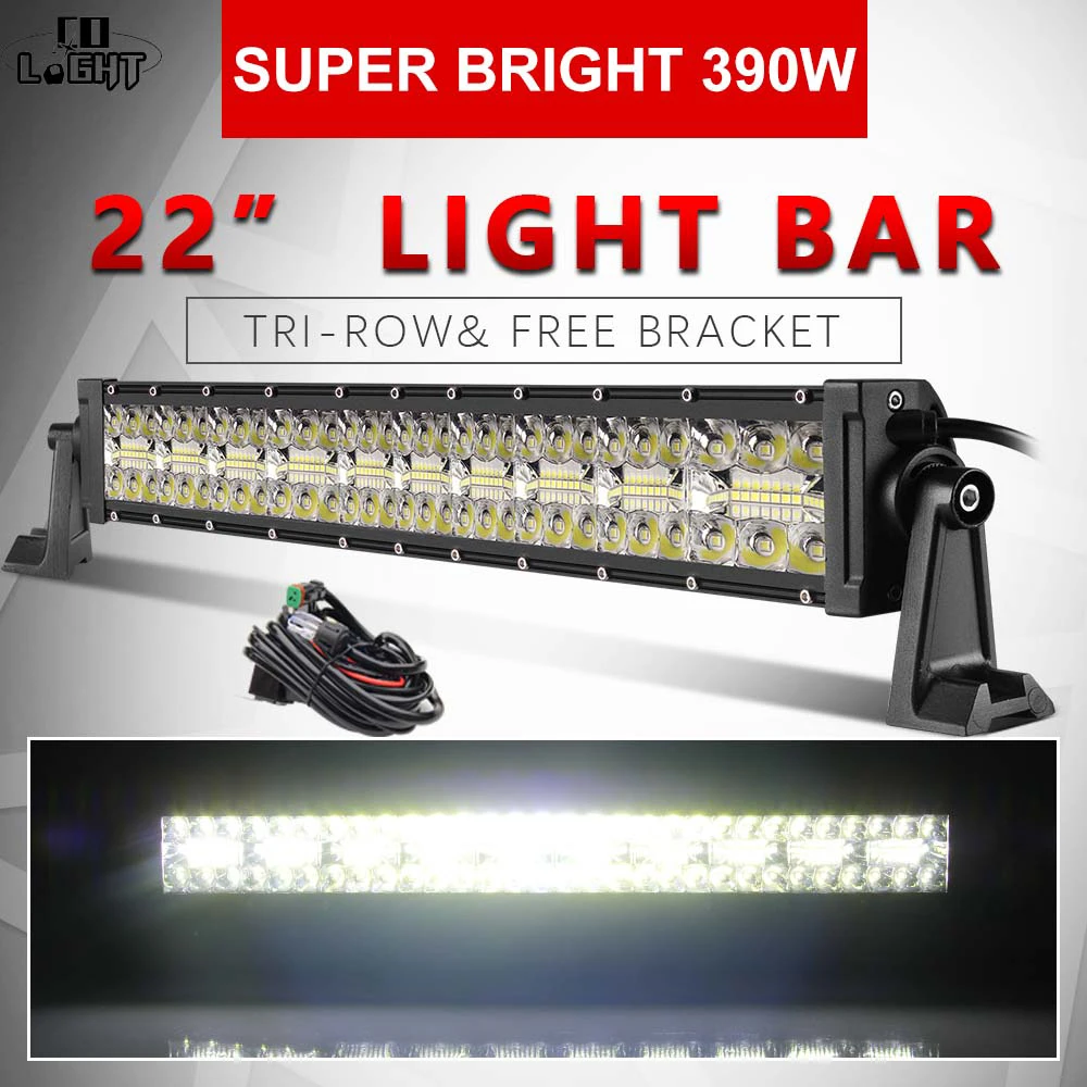 CO LIGHT 22 дюйма 7D Светодиодная панель для работы 390 Вт 3 рядная комбинированная