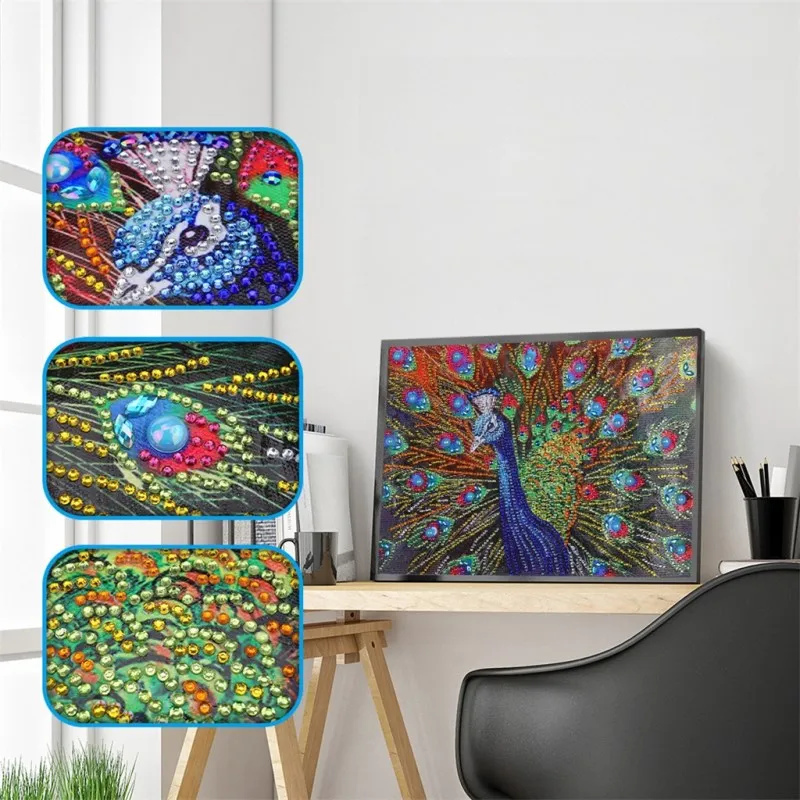 colorful peacock DIY 5D алмазная картина особой формы с животными цветами религиозная Бабочка 3D картина Детская Алмазная вышивка Рождественский подарок - Цвет: colorful peacock
