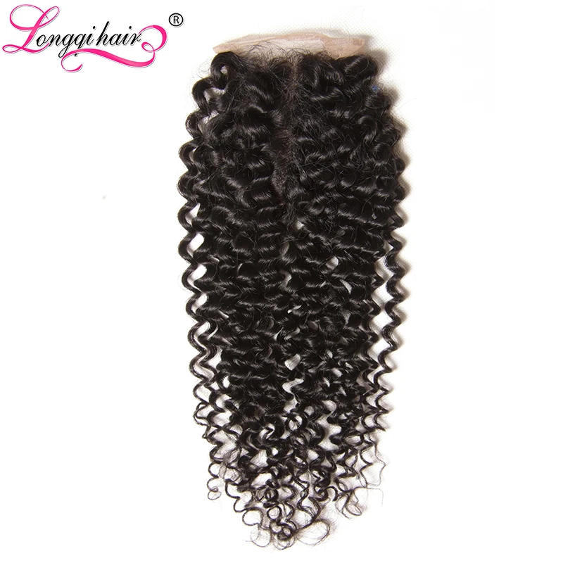 Longqi Hai Средняя/три/свободная часть Бразильские Вьющиеся Кружева Закрытие 4x4 120%