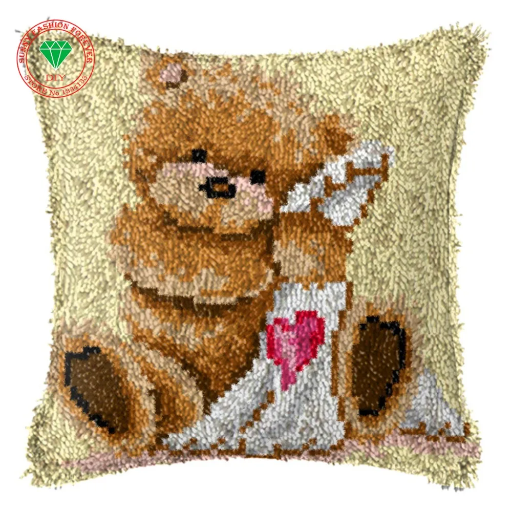 Cartoon Latch hook rug kits Needlework carpet embroidery cushion Diy pillowcase Patchwork Yarn Stitch back | Дом и сад