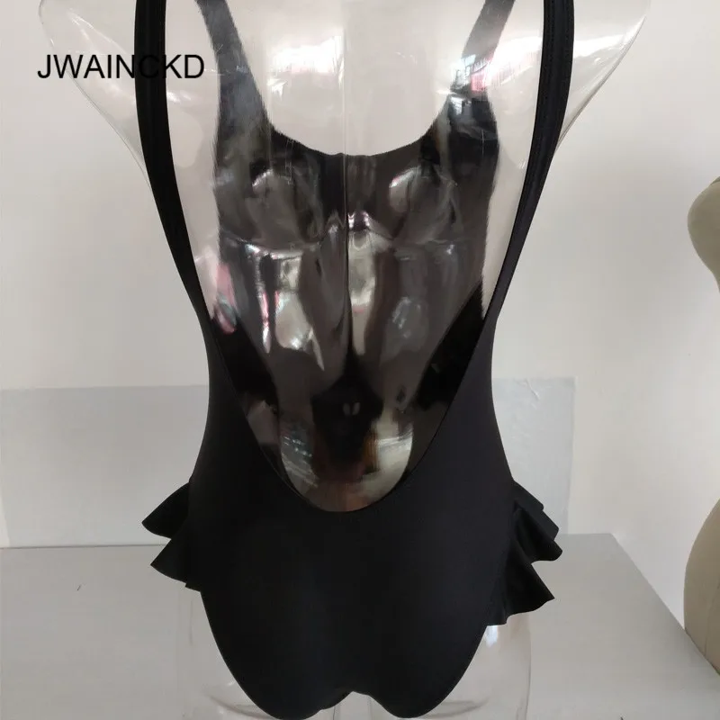 Купальник-стринги Женский цельный черный купальник боди с открытой спиной