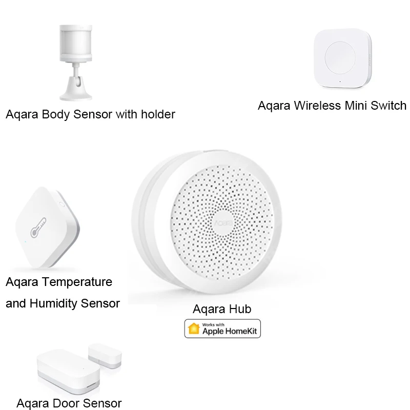 5pcs in Pack Xiaomi Aqara набор умный дом комплекты шлюз концентратор двери окна датчик удара тела датчик беспроводной переключатель датчик воды для Apple Homekit - Цвет: 5pcs in Pack