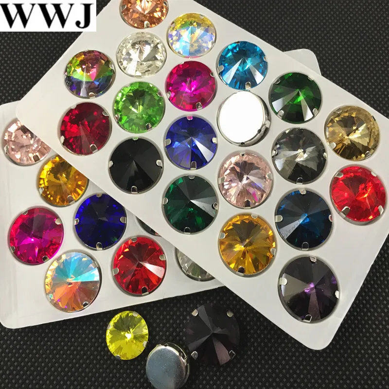 Стеклянные кристаллы Rivoli пришивные камни всех цветов с металлической чашечкой