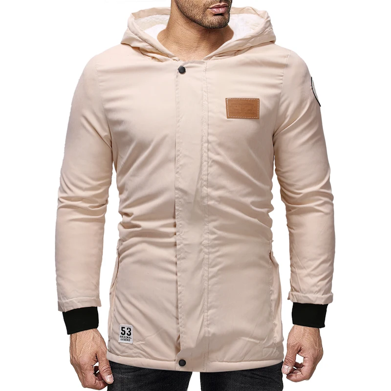 Пальто с капюшоном Мужские зимние куртки армейские зеленые длинные пальто облегающая черная парка мужская