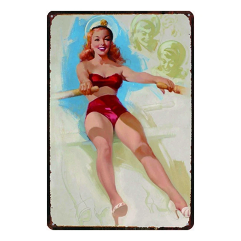 Винтажные жестяные знаки Pin UP Girl красивая металлическая пластина стена паб